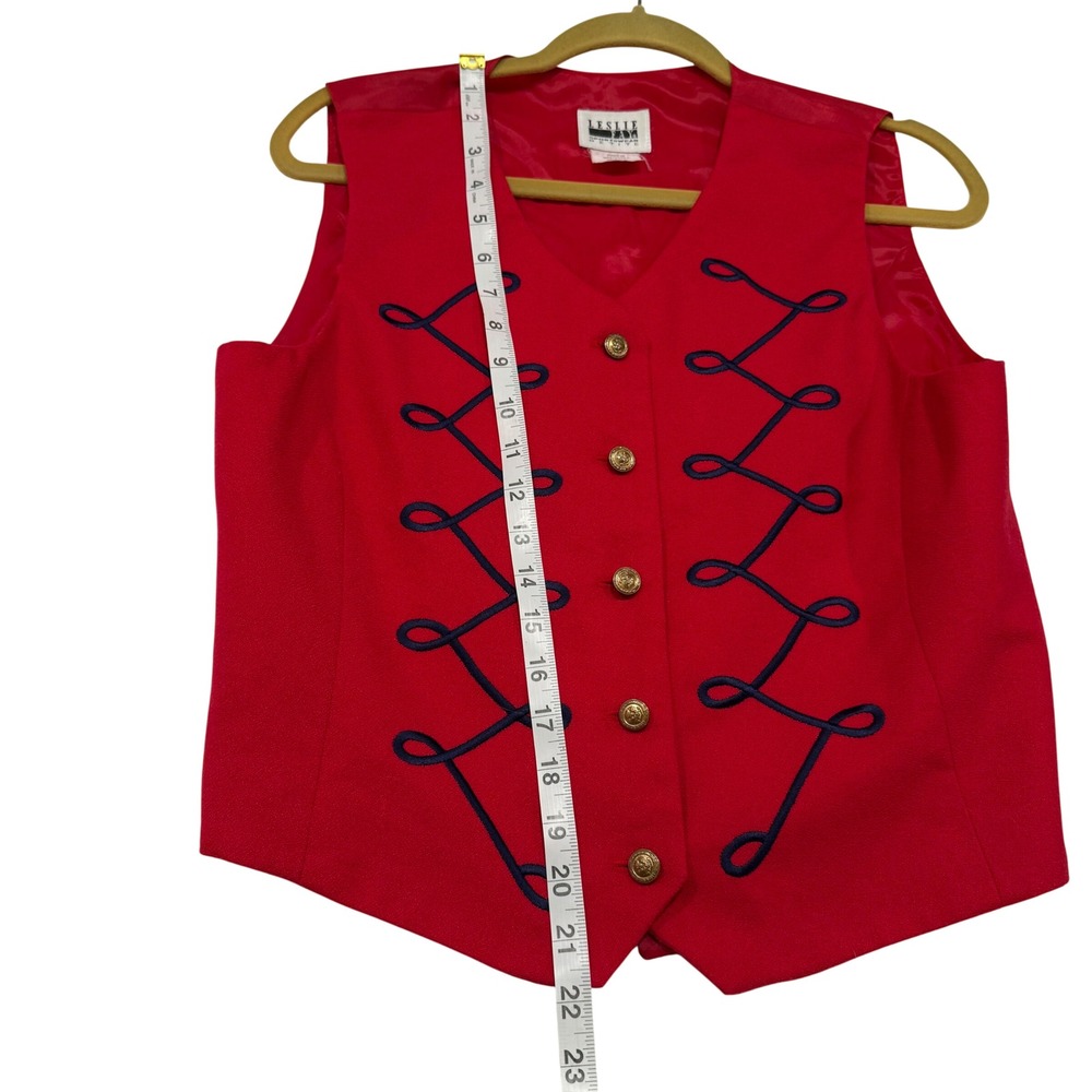 Vintage Red Military Vest Gold Buttons Equestrian Band Royalcore Statement 90s - Picture 5 of 7